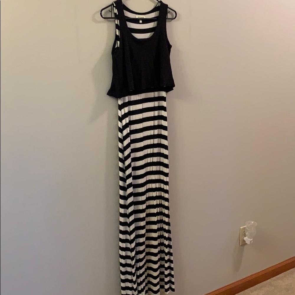Summer striped black and white maxi
